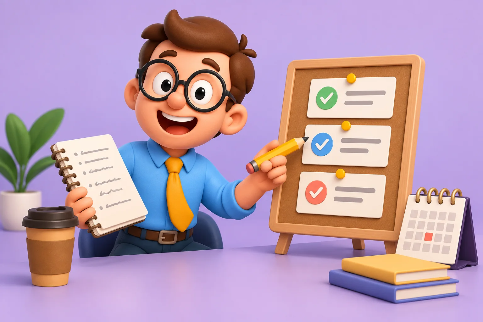 El becario convierte sus notas de reunión en tarjetas de tareas.